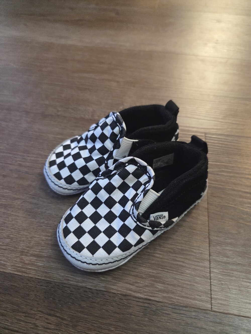 Vans Off the Wall Checkered Baby Soft Fabric Crib Shoes Baby Boy Girl size 4